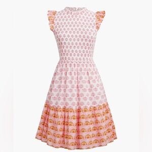 J. Crew Factory Ruffle-Sleeve Smocked Mini Dress size XS